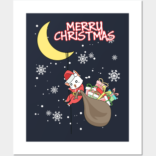 Cool Santa Cat - Happy Christmas and a happy new year! - Available in stickers, clothing, etc Posters and Art